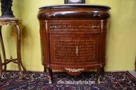 Servante a due sportelli mezzo giro stile Luigi XV intarsio a rombi
