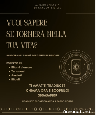 Cartomante Sensitivo Sandon  3806569109  Il Tuo Punto di Forza nei Momenti Difficili. Chiama subito.