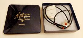 Collana con pendente in argento e bracialetto in caucciù e corallo rosso di Sardegna  Marogna Antoni
