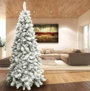 Albero di Natale Innevato 210 Super Folto Pino Slim Bianco Salvaspazio S.Moritz