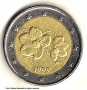Rarissima Moneta da 2 Euro della Finlandia del 1999 - Fiori di lampone antichi 