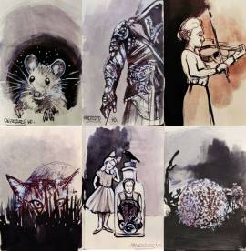 sketchbook 34 illustrazioni vino rosso inchiostro inktober 2020 Yulia A Korneva compleanno nozze