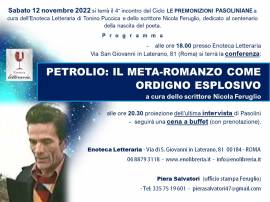 Nicola Feruglio: "Petrolio: il meta-romanzo come ordigno esplosivo" (conf. all'Enoteca Let