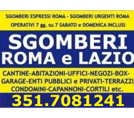 ROMA SGOMBERI GRATIS ABITAZIONI UFFICI BOX CANTINE LOCALI 7GG SU7 