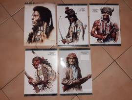 Blocco 5 Stampe Poster vintage disegni Pellerossa - Nativi americani Bill Hampton