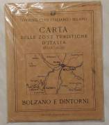 BOLZANO E DINTORNI.Carta delle zone turistiche d'Italia scala 1:50.000 Touring Club Italiano, 1920