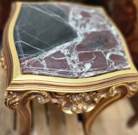 Tavolino quadrato piano in marmo color borgogna - ROMAN