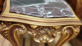 Tavolino quadrato piano in marmo color borgogna - ROMAN