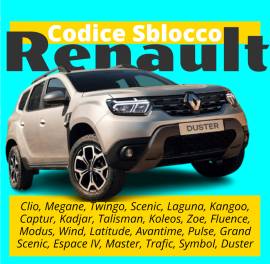 Renault Codice Sblocco Autoradio Master Trafic Symbol Duster Captur Kadjar Talisman Koleos Zoe
