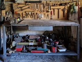 BANCO-Tavolo da officina con morsa acciaio