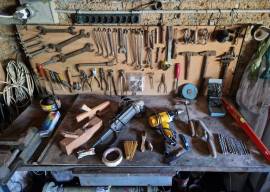 BANCO-Tavolo da officina con morsa acciaio