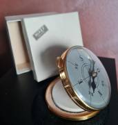 Raro Portacipria vintage MIREF Paris da collezione in metallo dorato con bussola sul coperchio.