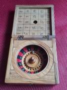 Gioco d'antan scatola di legno con una ROULETTE a 24 numeri , pallina in ferro e tabella numeri semp