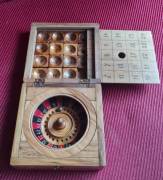 Gioco d'antan scatola di legno con una ROULETTE a 24 numeri , pallina in ferro e tabella numeri semp