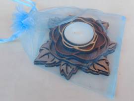 Elegante porta candele realizzato artigianalmente in pregiato legno