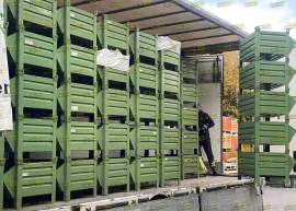 Cassoni contenitori a bocca di lupo in lamiera usati Cassoni contenitori a bocca di lupo in lamiera usati