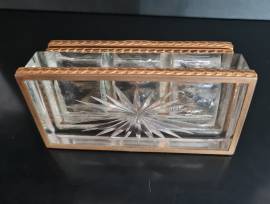  Antico  cofanetto  da scrivania   stile Impero  porta   timbri / francobolli, realizzato   in  cris