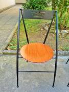 Set N°4 sedie pieghevole Calligaris design anni '80 in metallo e legno di ciliegio in ottime condizi