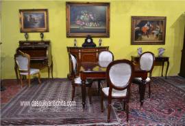 Tavolo da pranzo-riunioni in mogano stile inglese Vittoriano aperto fino a 324 cm.