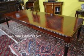 Tavolo da pranzo-riunioni in mogano stile inglese Vittoriano aperto fino a 324 cm.