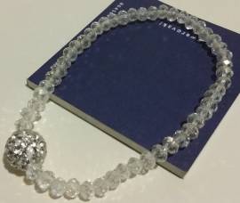 Braccialetto in perle cristallo Swarovski perla in strass luminosa e libretto d'autenticità nuovo 