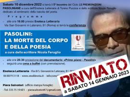 RINVIATO - Nicola Feruglio - PASOLINI: LA MORTE DEL CORPO E DELLA POESIA (conferenza)