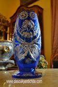 Vaso in cristallo di Boemia del XX secolo blu cobalto
