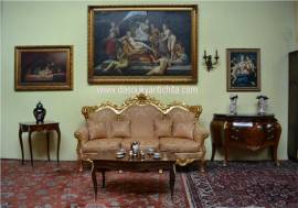 Tavolino basso da salotto stile Luigi XV in radica di noce