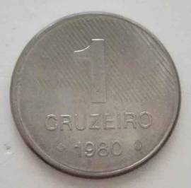 Rara Moneta Brasile, 1 Cruzeiro, 1980, BB+, Acciaio inossidabile 