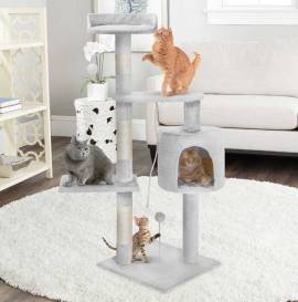 Albero Tiragraffi Gatti Parco Giochi Cuccia Graffiatoio gatto 112cm Grigio