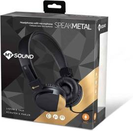 Mysound - Speak Metal cuffia on ear con microfono e tasto di risposta colore nero e oro nuovo