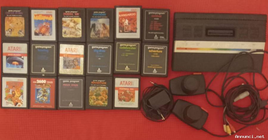 ATARI 2600 CONSOLLE VIDEOGIOCHI '80 VINTAGE + 17 GIOCHI ORIGINALI