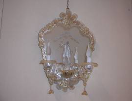 coppia specchi veneziani con applique 2 luci