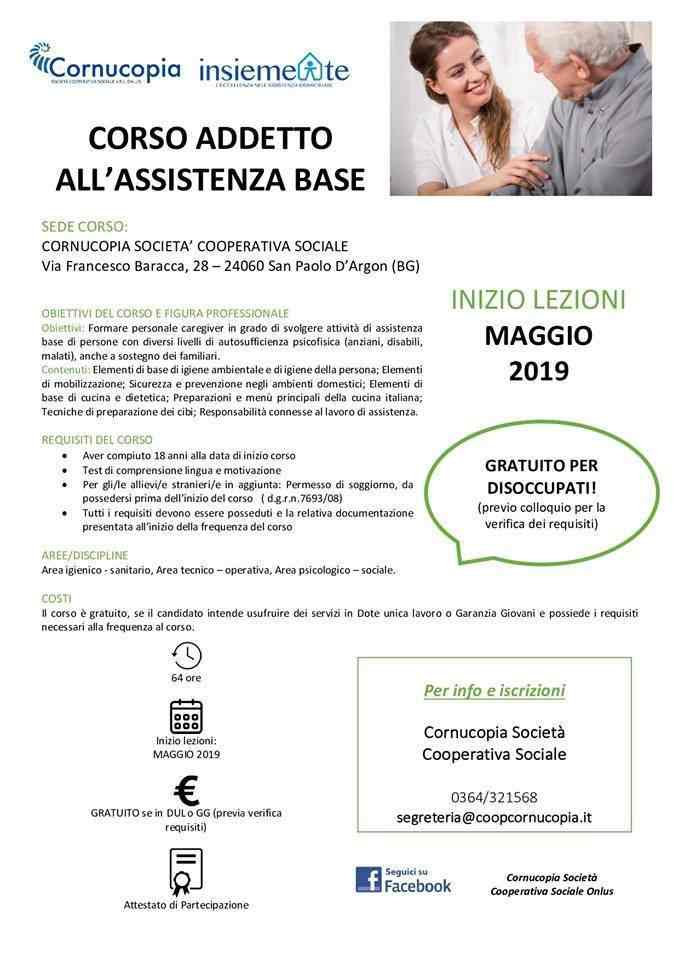 CORSO GRATUITO ADDETTO ALL'ASSISTENZA BASE