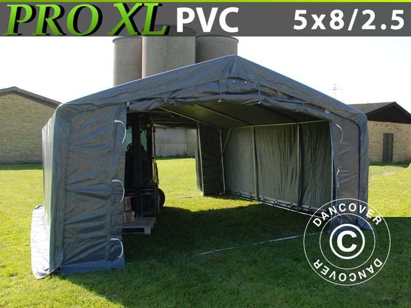 Capannone tenda PRO 5x8x2,5x3,3m, PVC, Grigio