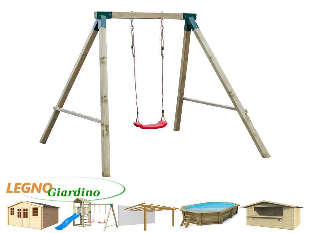 Altalena singola in legno per giardino