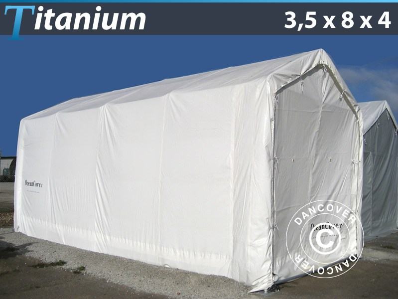 Capannone tenda barche Titanium 3,5x8x3x4m, Bianco