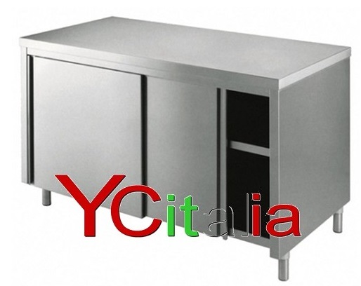 Tavolo armadiato in acciaio inox dim 1600x700x850 h 