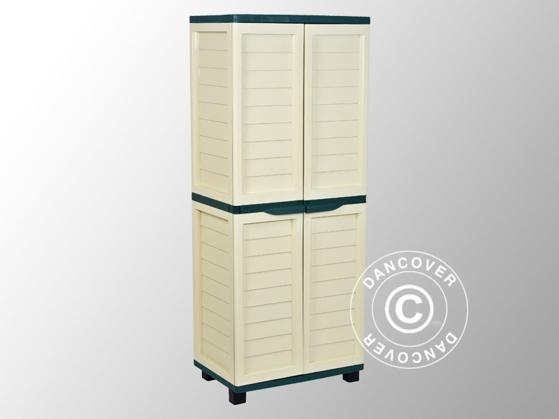 Box porta attrezzi da Giardino con Ripiani, 75x52,5x187cm, Verde/Panna