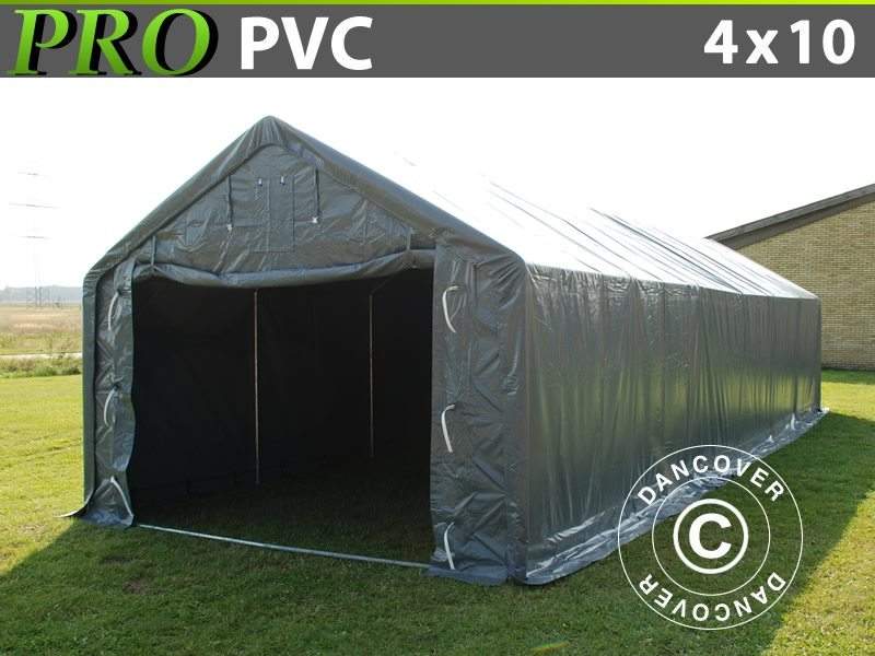 Capannone tenda PRO 4x10x2x3,1m, PVC, Grigio