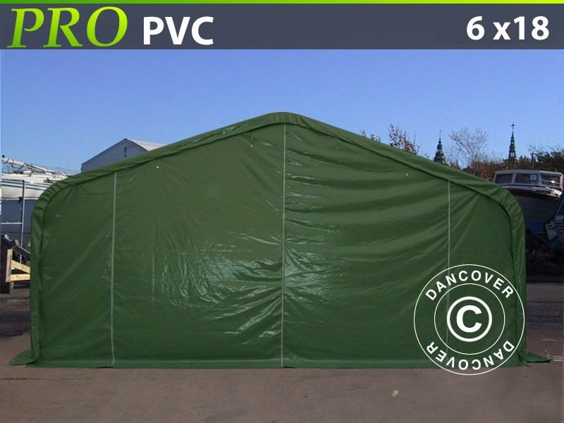 Capannone tenda PRO 6x18x3,7m PVC, Verde