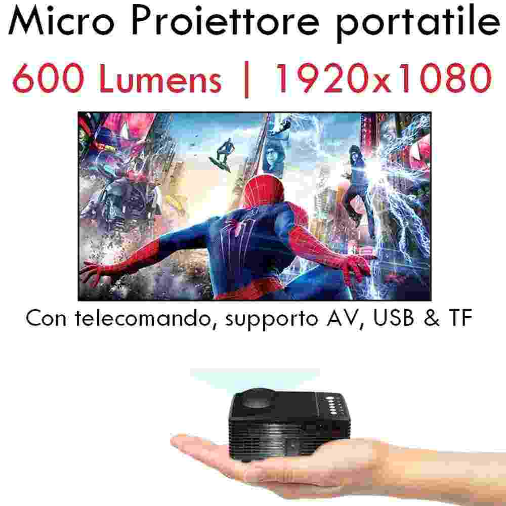 Micro VideoProiettore portatile a LED 600 Lumens 