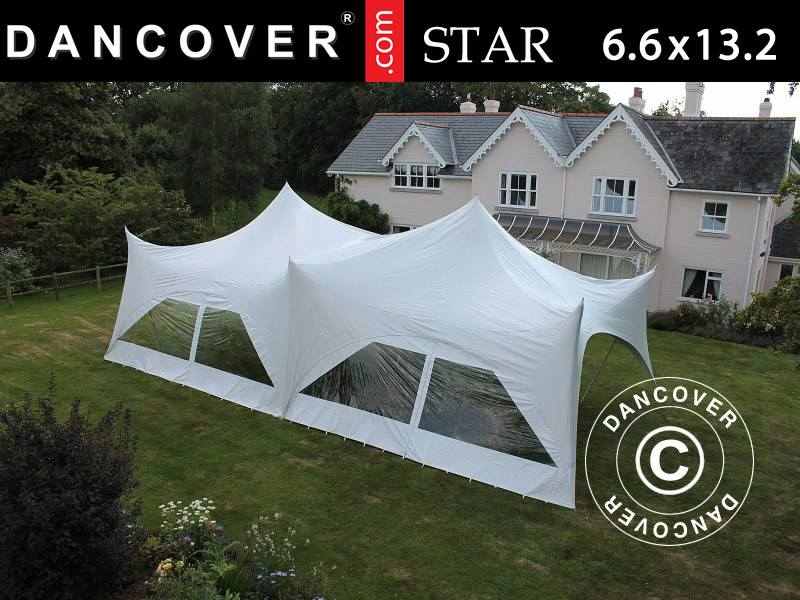 Pole tent 'Star' 6,6x13,2x4,8m, PVC, Bianco