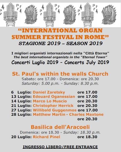 International organ Summer Festival in Rome 2019