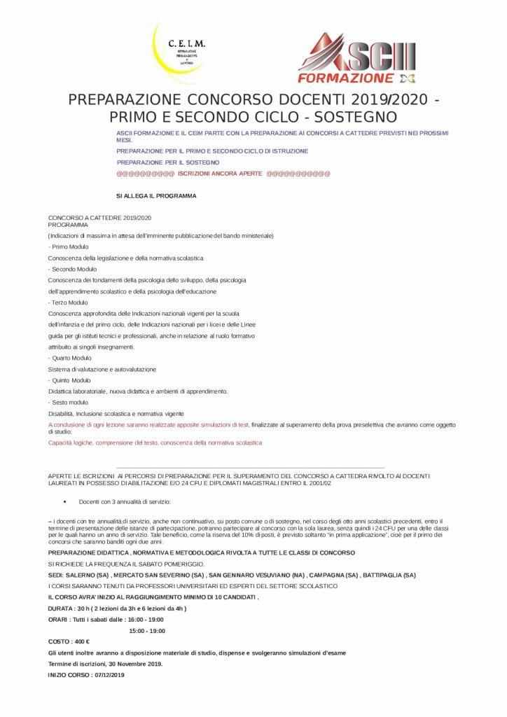 PREPARAZIONE CONCORSO DOCENTI 2019-2020 - PRIMO E SECONDO CICLO – SOSTEGNO