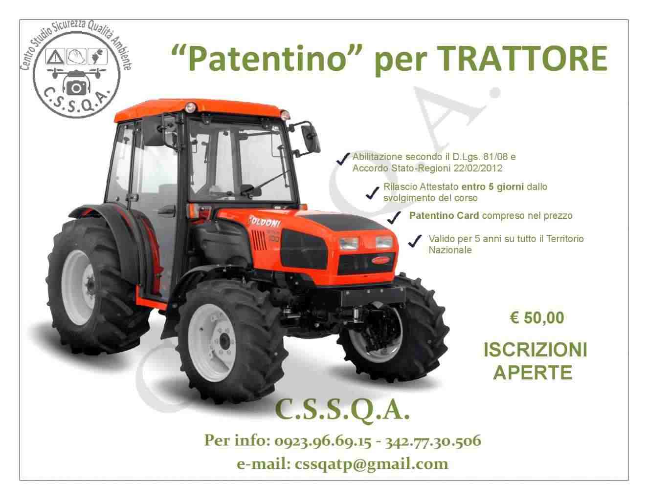 PATENTINO TRATTORE AGRICOLO O FORESTALE