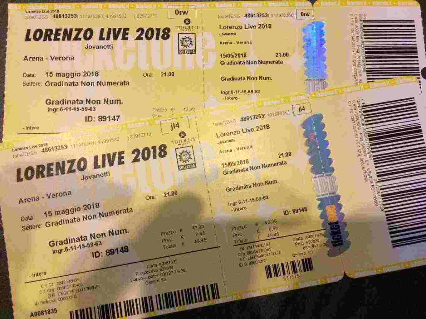 Biglietti concerto Jovanotti 15.05.2018 Verona