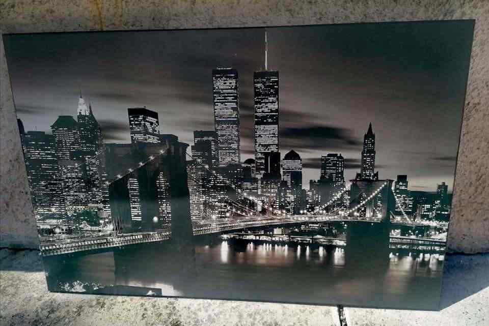 QUADRO STAMPA SU LEGNO NEW YORK BY NIGHT