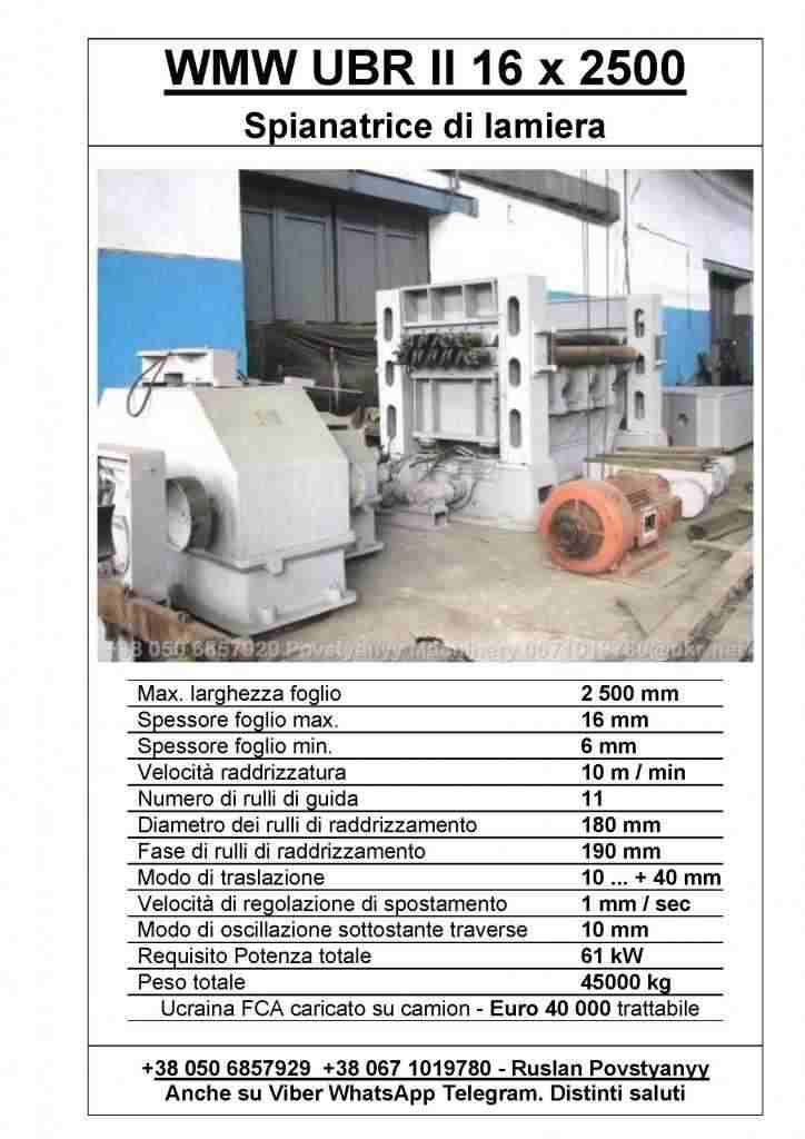 Spianatrice di lamiera WMW UBR II 16 x 2500