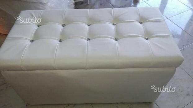 Pouf baule bianco con Swarovski